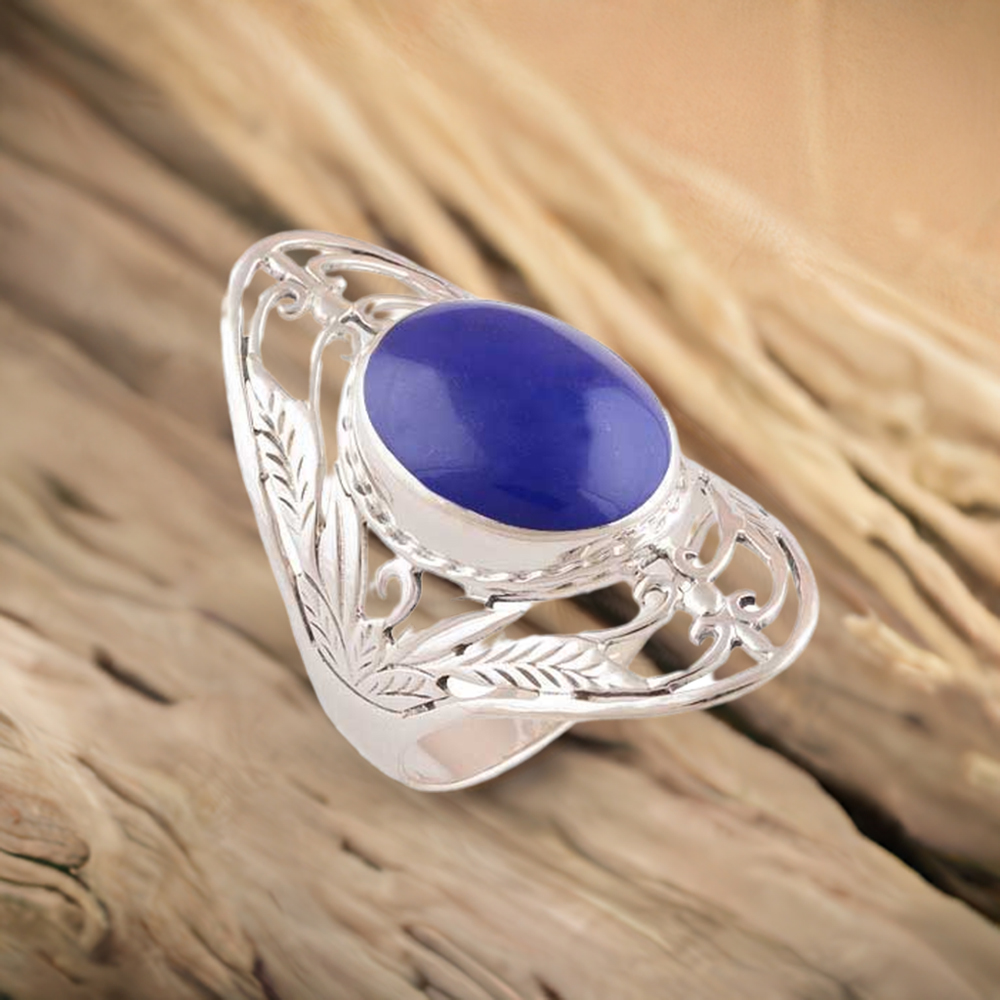 Solid 925 Silver Rings In Semi Precious Lapis Gemstone 925SR2783