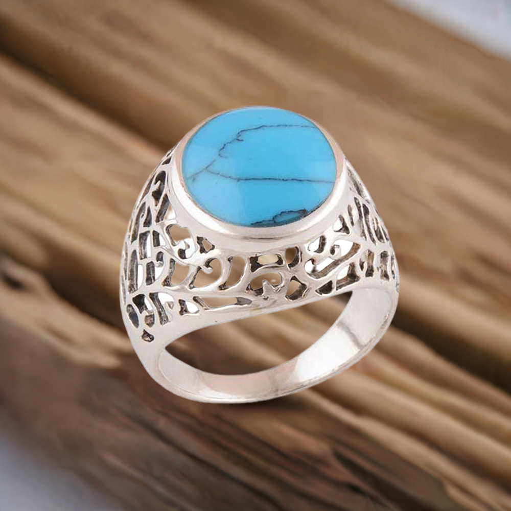 Fine 925 Sterling Silver Rings In Semi Precious Turquoise Gemstone 925SR2786