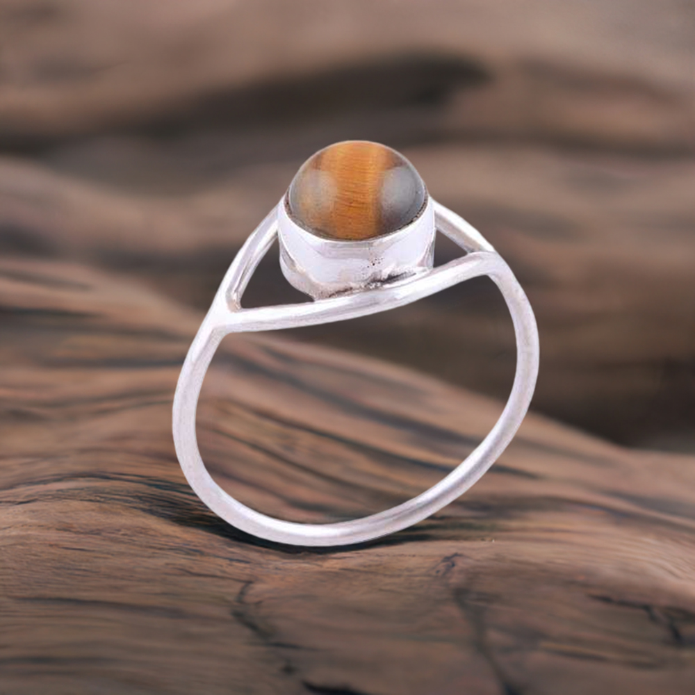 Natural Tiger's Eye Gemstone Rings In Fine 925 Sterling Silver 925SR2794