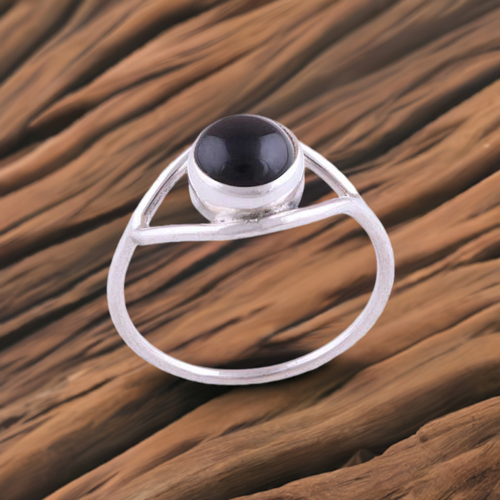 Semi Precious Black Onyx Gemstone Rings In Fine 925 Sterling Silver 925SR2795