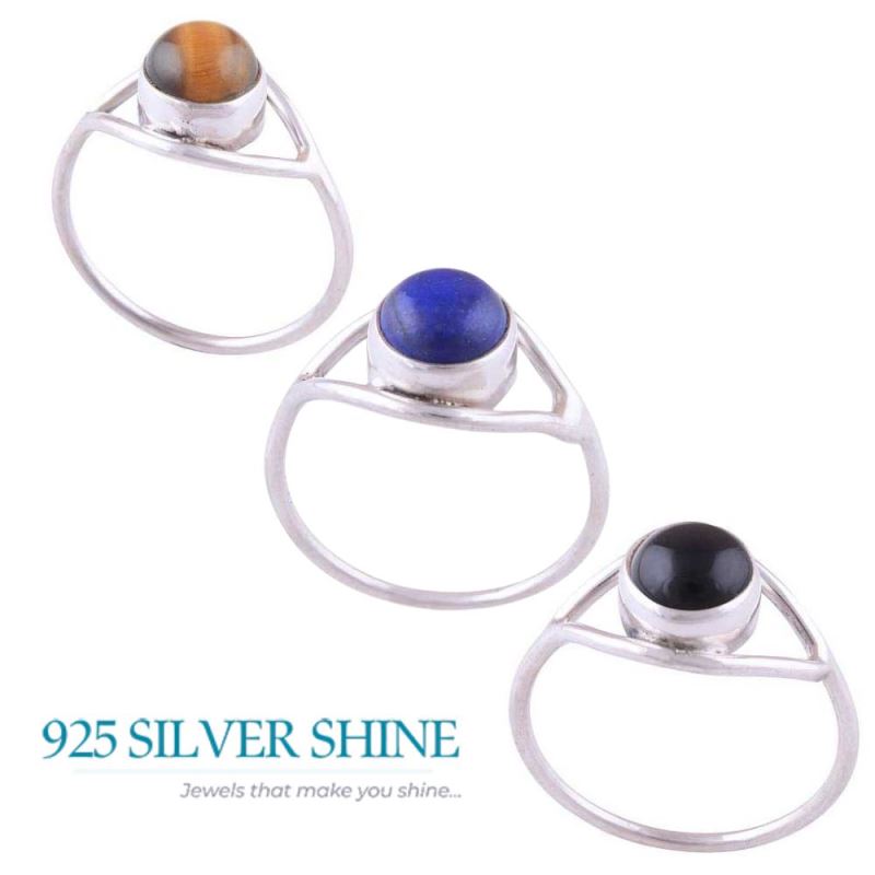 Semi Precious Black Onyx Gemstone Rings In Fine 925 Sterling Silver 925SR2795_2