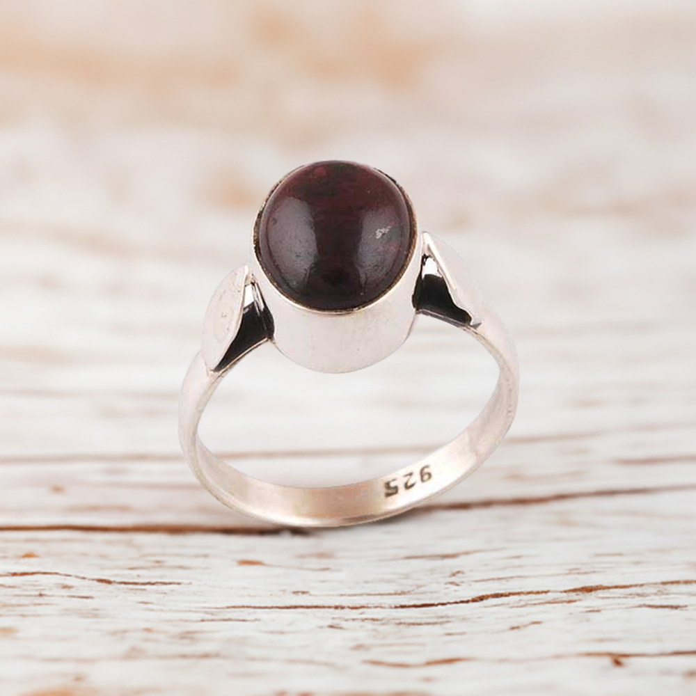 Sterling Silver Garnet Cab Stone Rings Jewelry 925SR2796