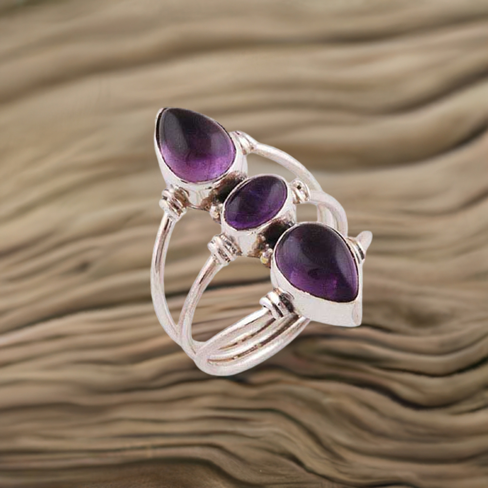 925 Sterling Silver Rings In Semi Precious Amethyst Gemstone 925SR2801