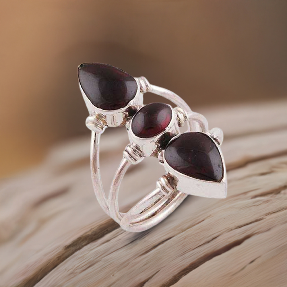 925 Sterling Silver Rings In Genuine Garnet Gemstone 925SR2802