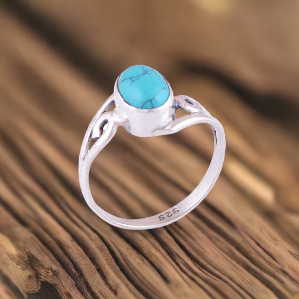 925 Sterling Silver Rings In Natural Turquoise Gemstone 925SR2809