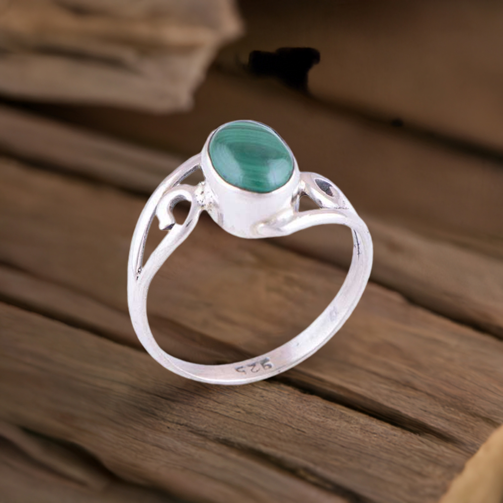 925 Sterling Silver Rings In Genuine Malachite Gemstone 925SR2811