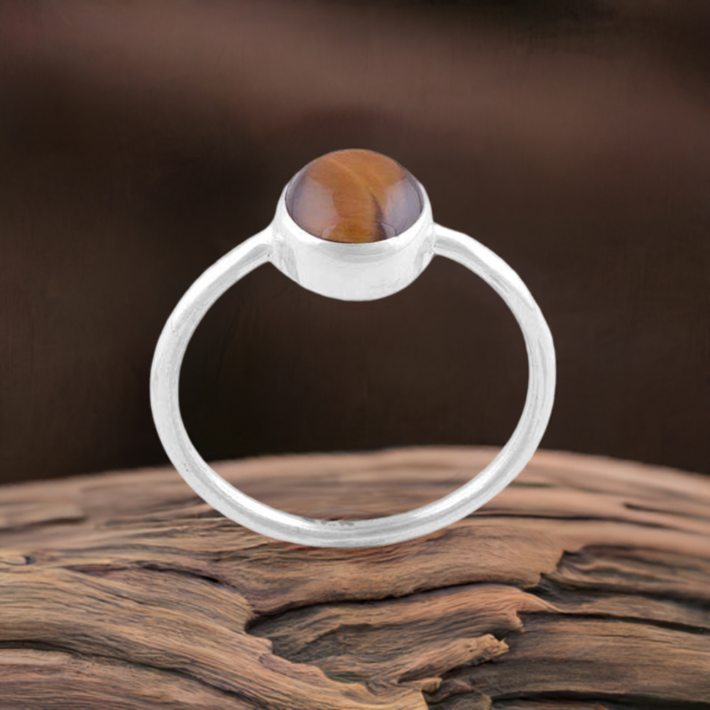 Semi Precious Tiger's Eye Gemstone Rings In 925 Sterling Silver Jewelry 925SR2816