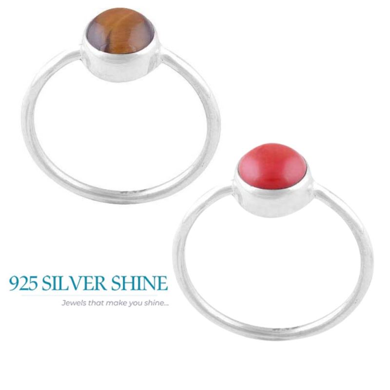 Semi Precious Tiger's Eye Gemstone Rings In 925 Sterling Silver Jewelry 925SR2816_2