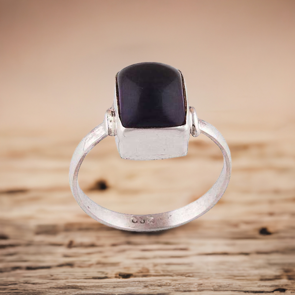 Genuine Black Onyx Gemstone Rings In 925 Sterling Silver Jewelry 925SR2820