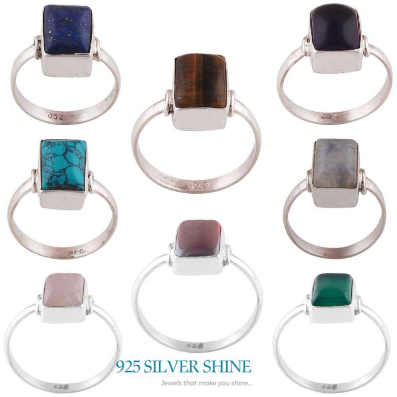 Semi Precious Rainbow Moonstone Rings In 925 Sterling Silver Jewelry 925SR2822_1
