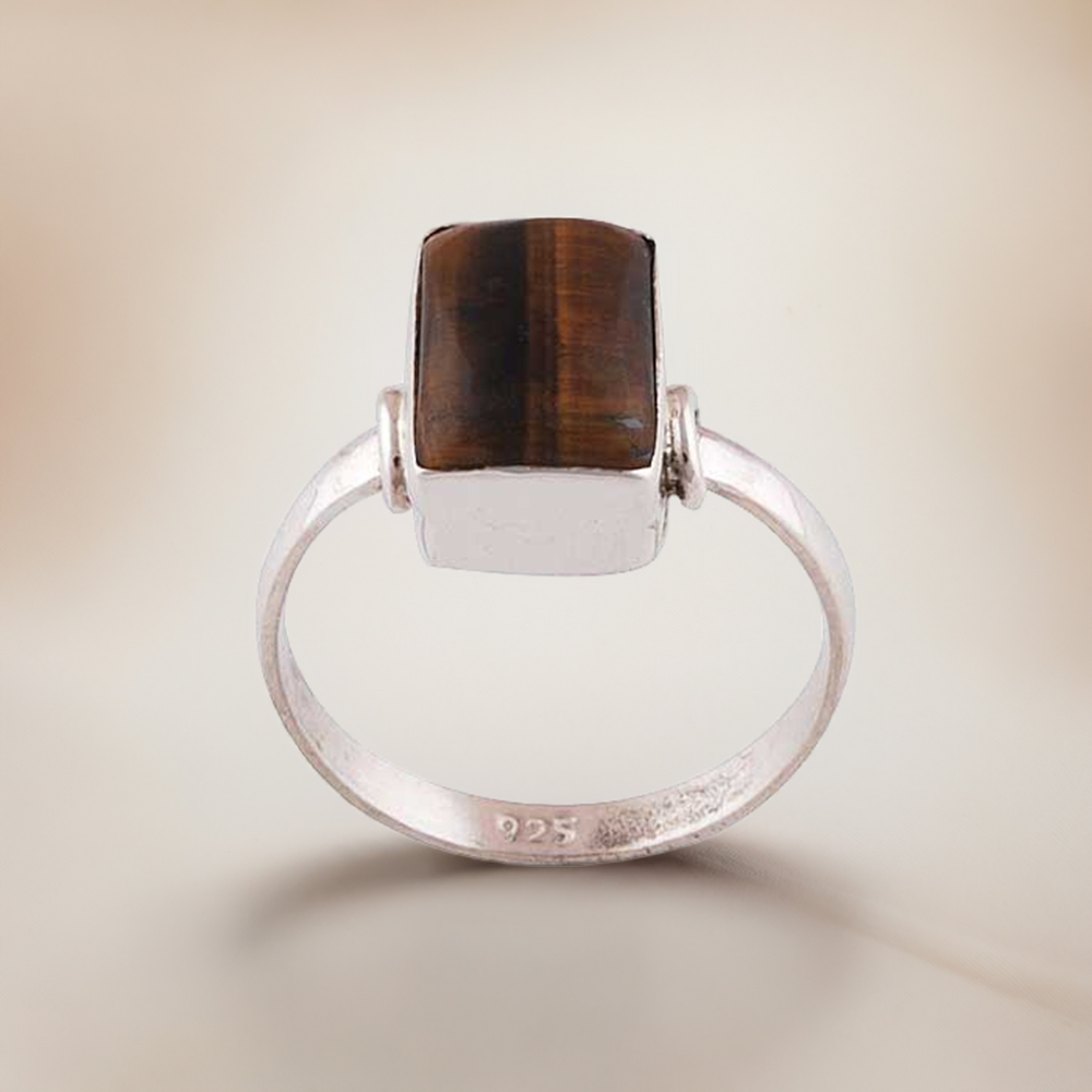925 Sterling Silver Rings In Tiger's Eye Gemstone Jewelry 925SR2824