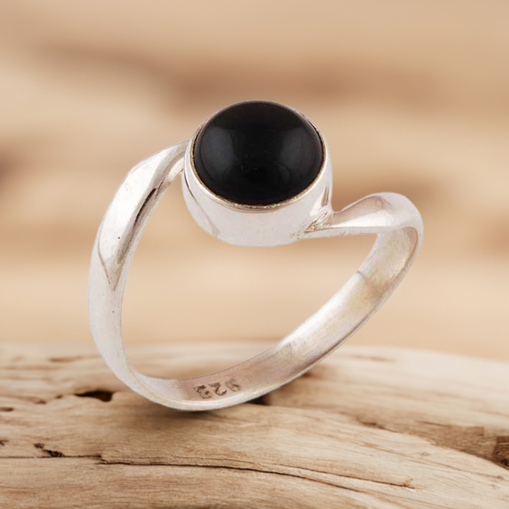 925 Sterling Silver Handmade Rings In Black Onyx Gemstone Jewelry 925SR2828