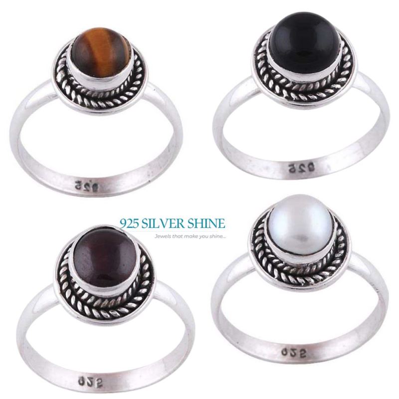 925 Sterling Silver Handmade Rings In Tiger's Eye Gemstone Jewelry 925SR2830_2