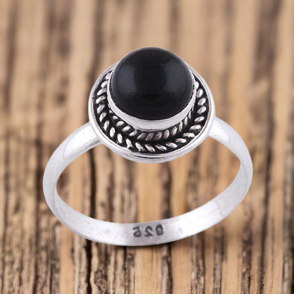 925 Sterling Silver Handmade Rings In Black Onyx Gemstone Jewelry 925SR2831
