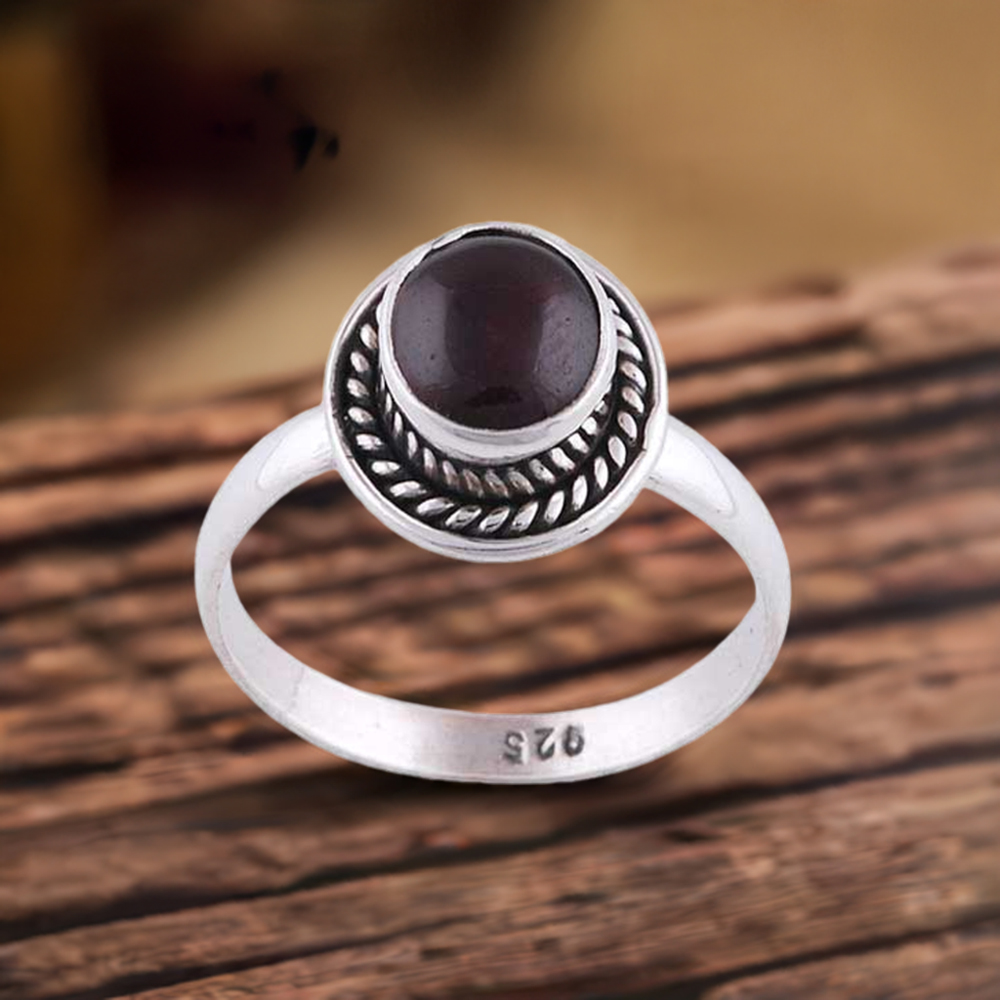 Garnet Gemstone Silver Engagement Rings 925SR2832