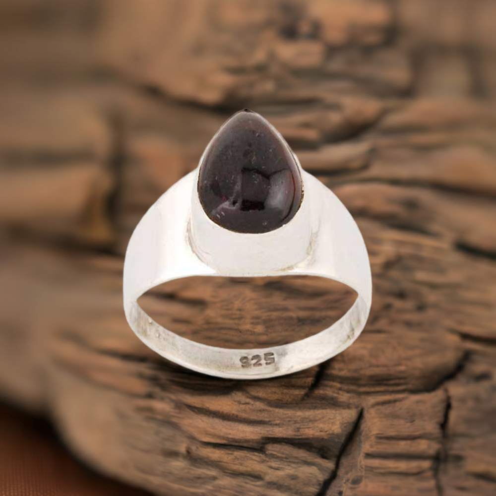 Natural Garnet Sterling Silver Engagement Rings 925SR2834