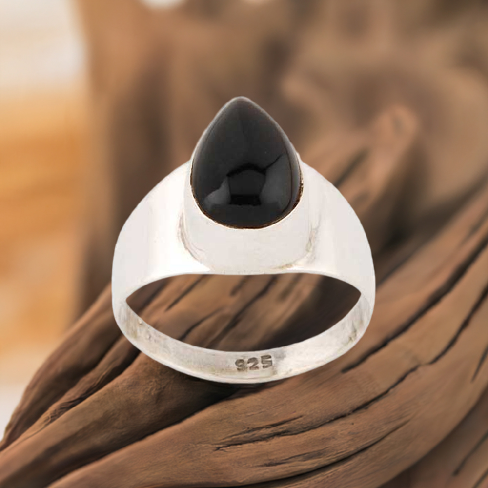 925 Sterling Silver Rings In Black Onyx Gemstone Jewelry 925SR2835