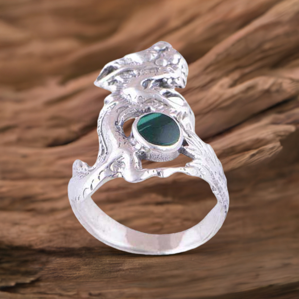 925 Sterling Silver Handmade Rings In Malachite Gemstone Jewelry 925SR2841