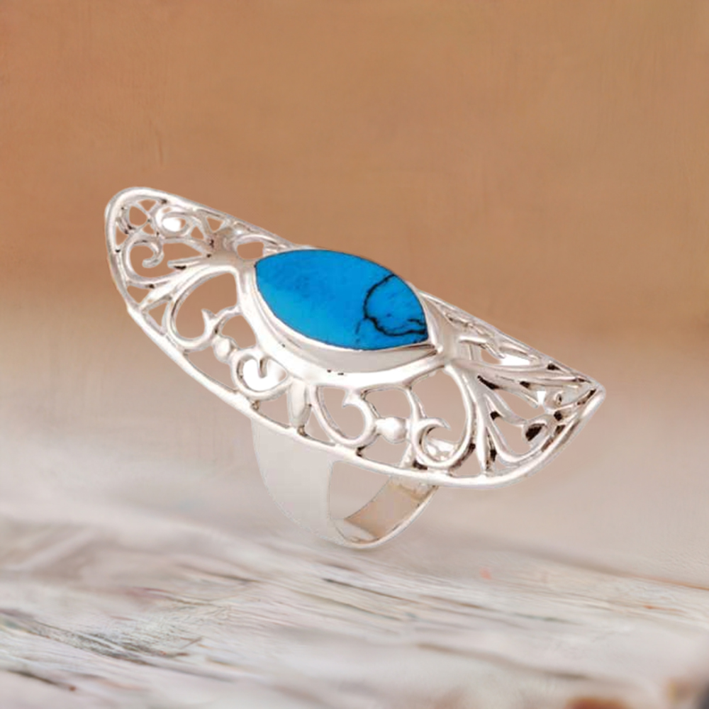 925 Sterling Silver Rings In Turquoise Gemstone Jewelry 925SR2843