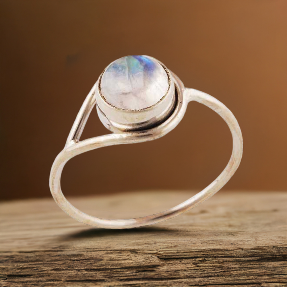 925 Sterling Silver Handmade Rings In Rainbow Moonstone Jewelry 925SR2849
