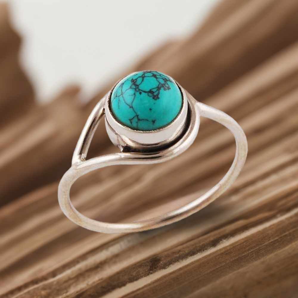 925 Sterling Silver Handmade Rings In Turquoise Gemstone Jewelry 925SR2850