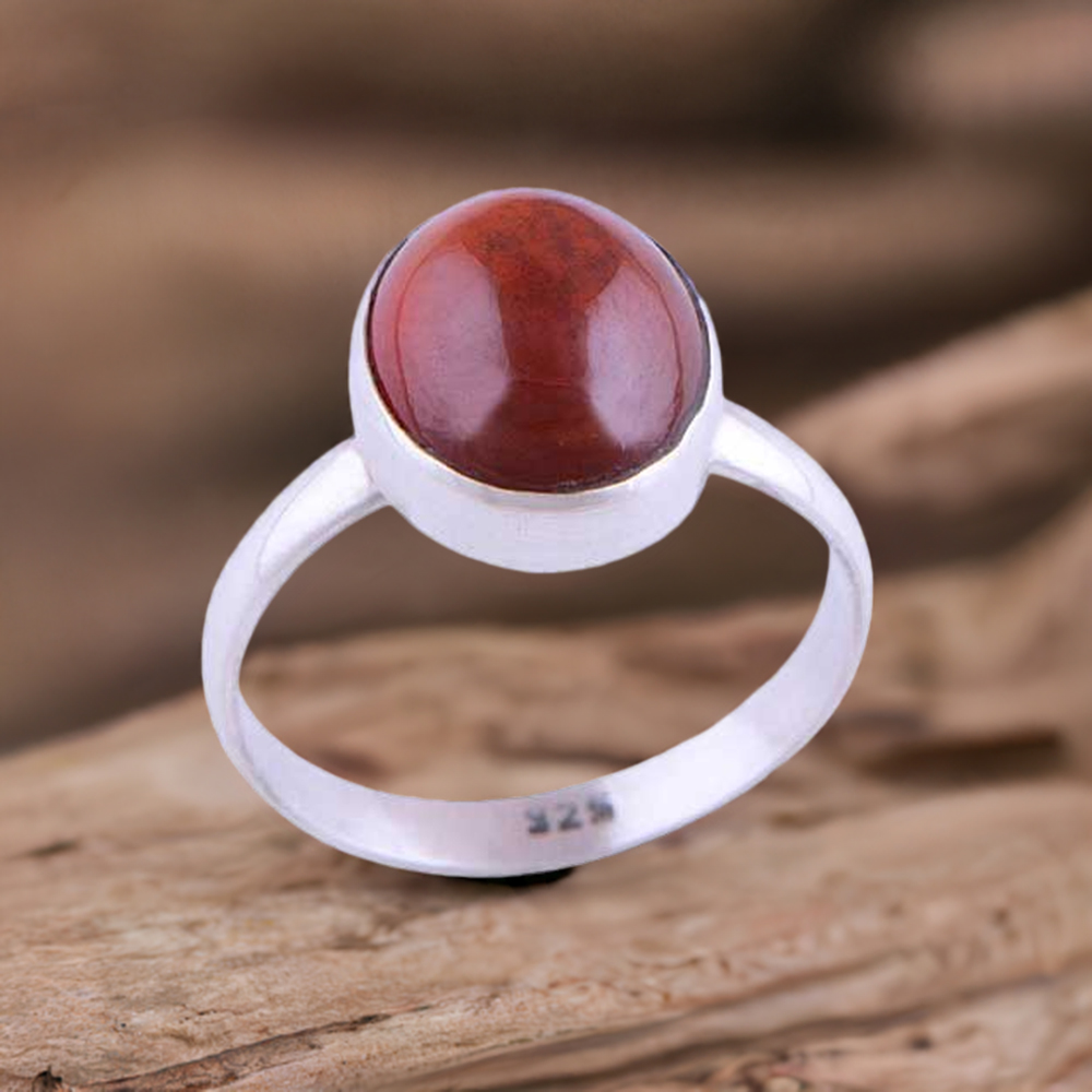 925 Sterling Silver Rings In Natural Red Jasper Gemstone 925SR2858
