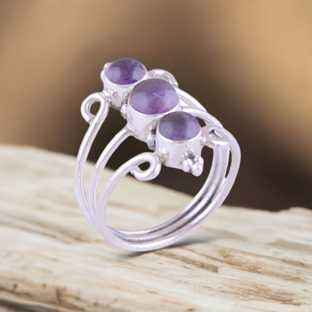 925 Sterling Silver Rings In Semi Precious Amethyst Gemstone 925SR2859