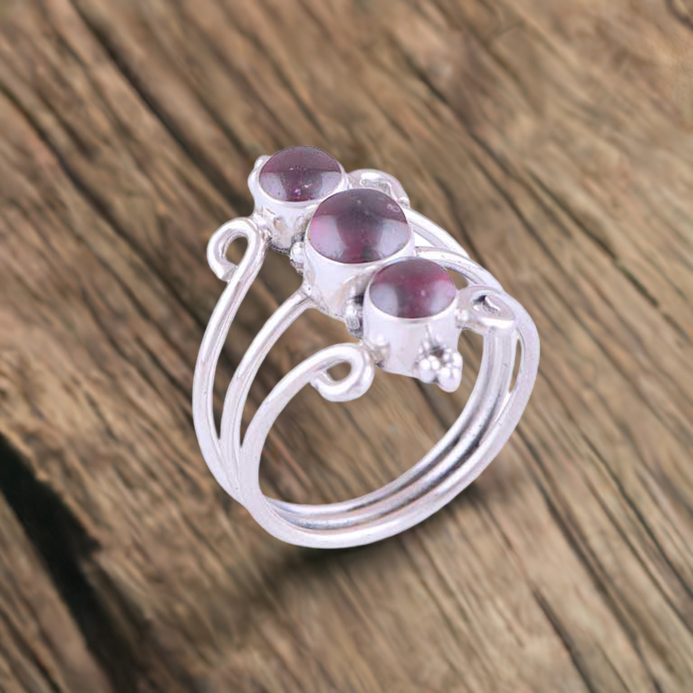 925 Sterling Silver Rings In Genuine Garnet Gemstone 925SR2860