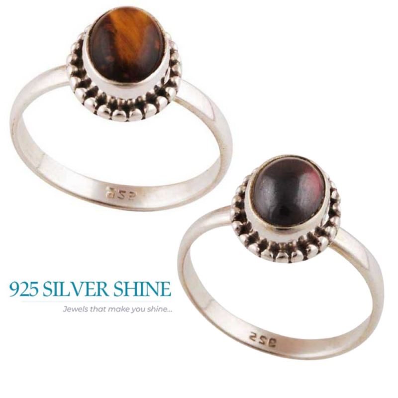 Fine 925 Sterling Silver Rings In Semi Precious Tiger's Eye Gemstone 925SR2865_2
