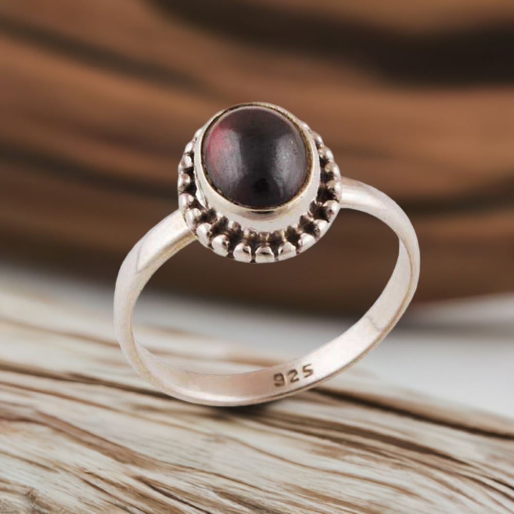 Garnet Birthstone Sterling Silver Engagement Rings 925SR2866