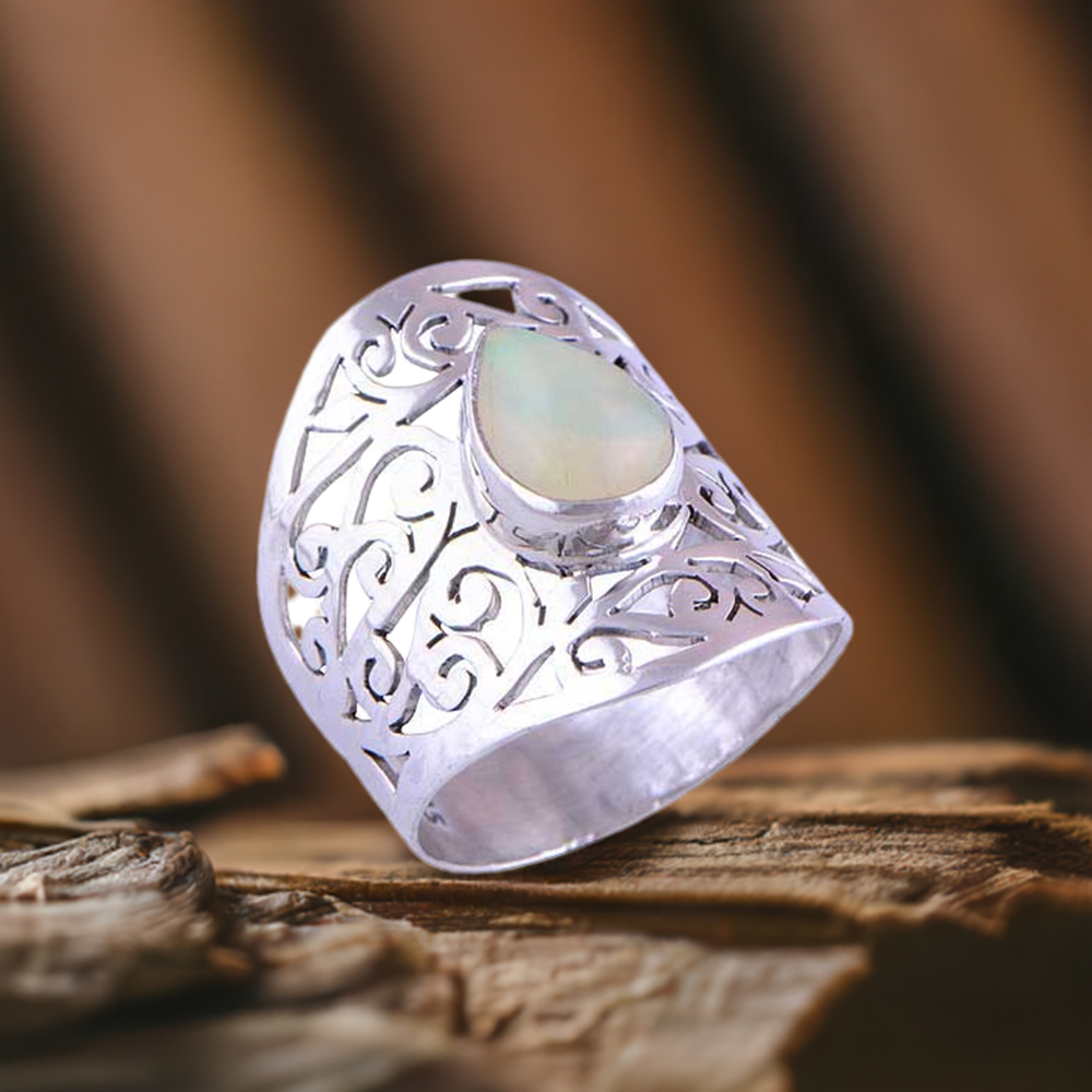 Semi Precious Opal Gemstone Rings In 925 Sterling Silver 925SR2868