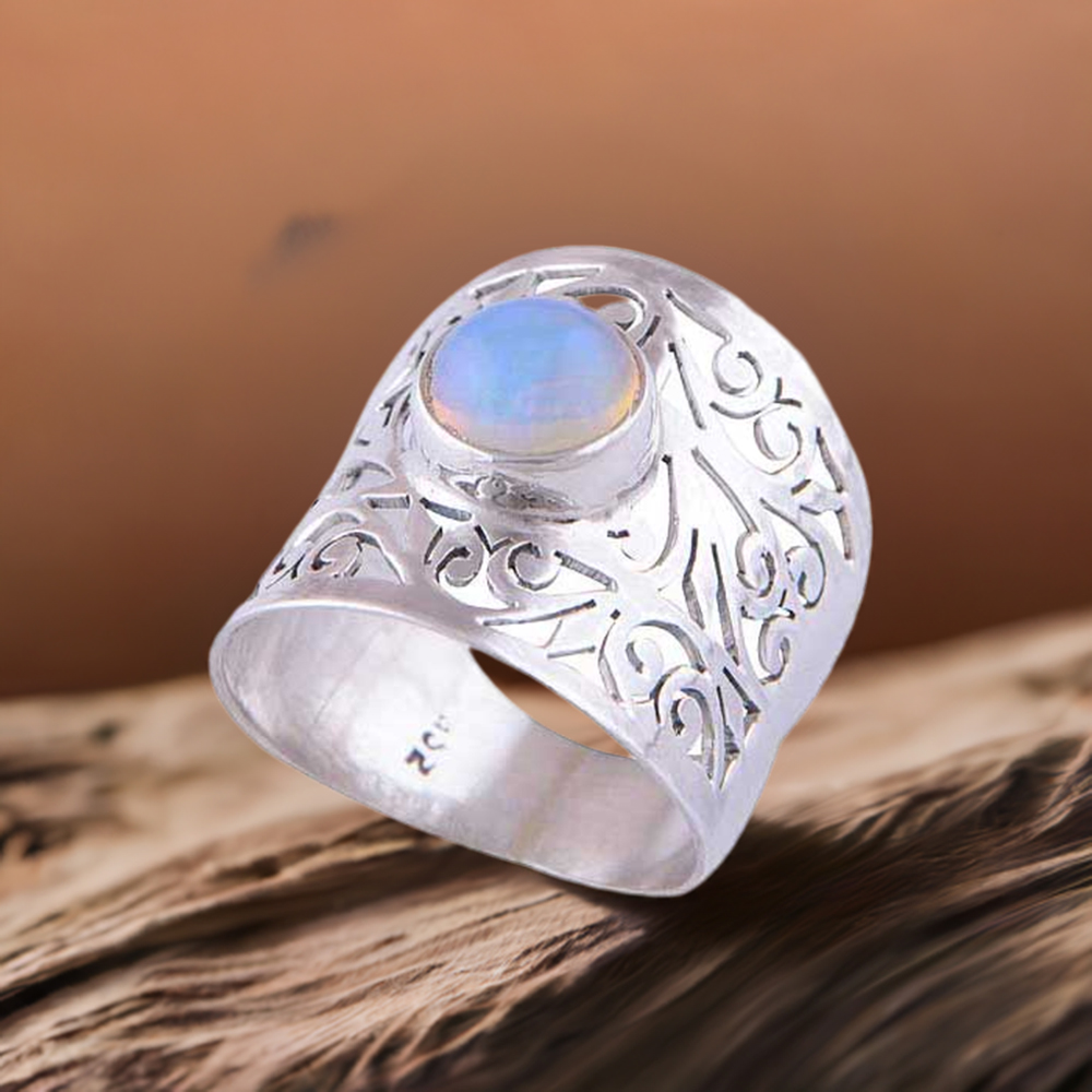 Genuine Opal Gemstone Rings In 925 Sterling Silver 925SR2869