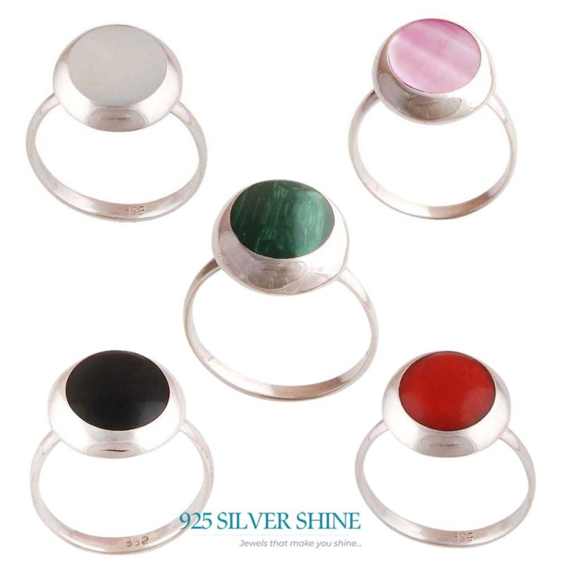 Semi Precious Rose Quartz Gemstone Rings In Solid 925 Silver 925SR2871_1