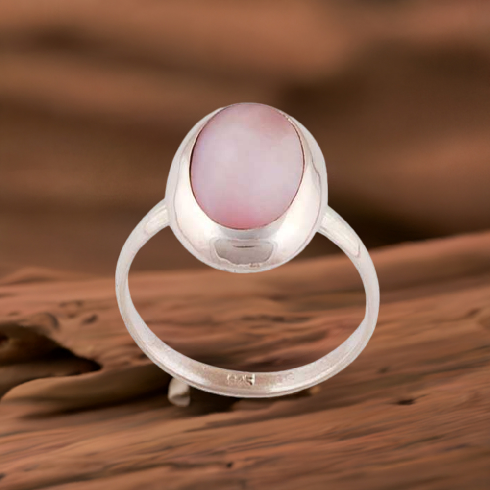 925 Sterling Silver Rings In Natural Rose Quartz Gemstone 925SR2876