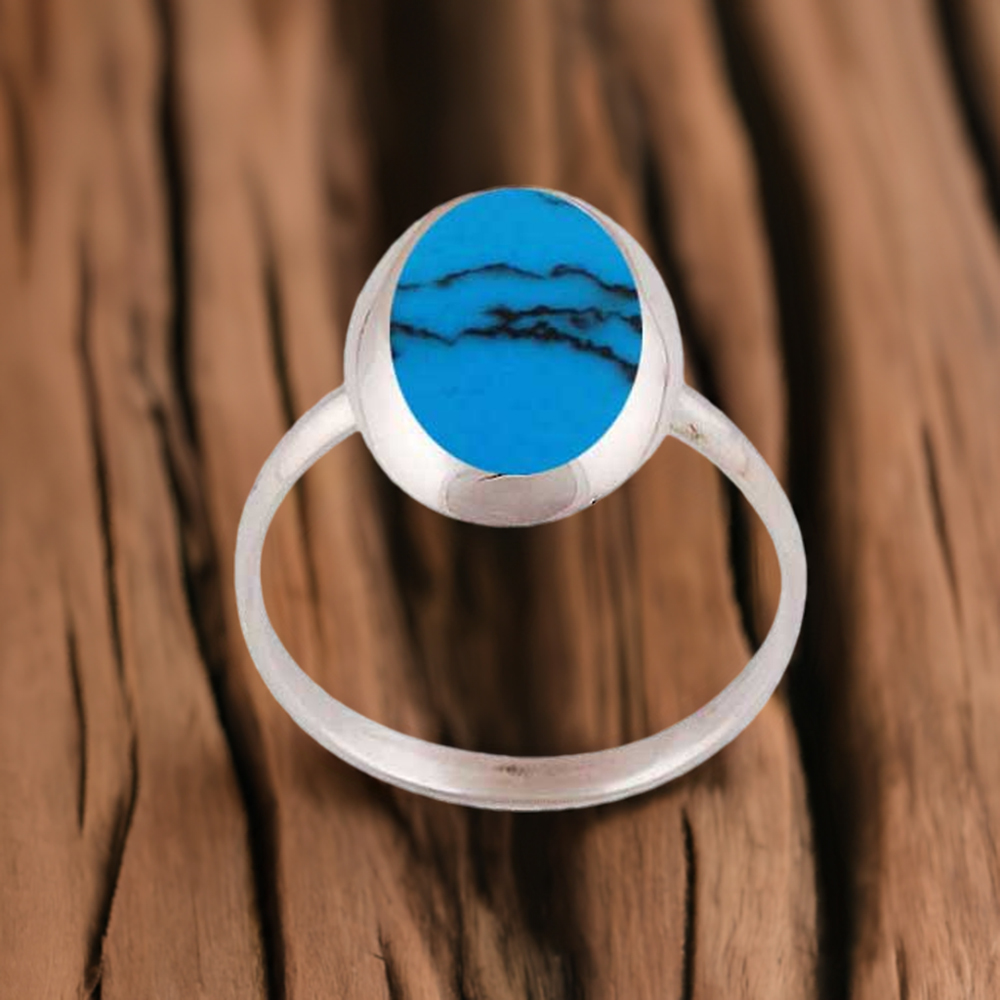 925 Sterling Silver Rings In Genuine Turquoise Gemstone 925SR2878