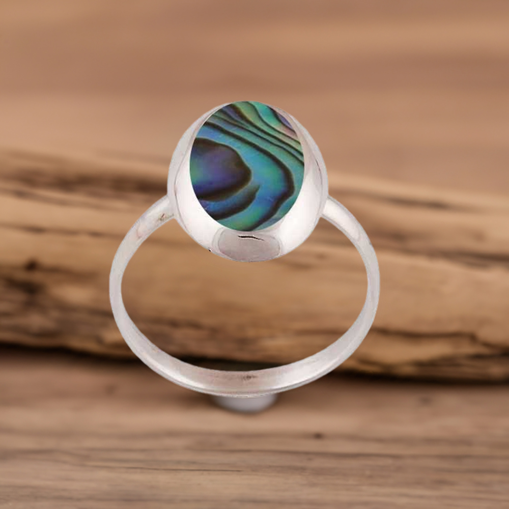 925 Sterling Silver Rings In Natural Abalone Shell Gemstone 925SR2879
