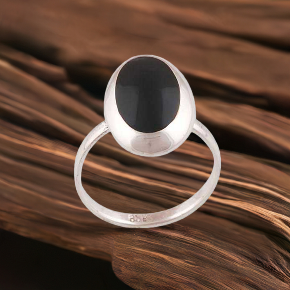925 Sterling Silver Rings In Genuine Black Onyx Gemstone 925SR2881