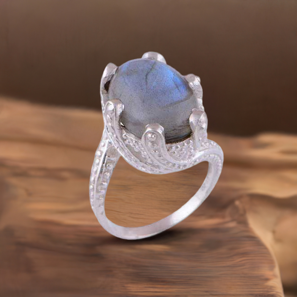 925 Sterling Silver Rings In Natural Labradorite Gemstone 925SR2882