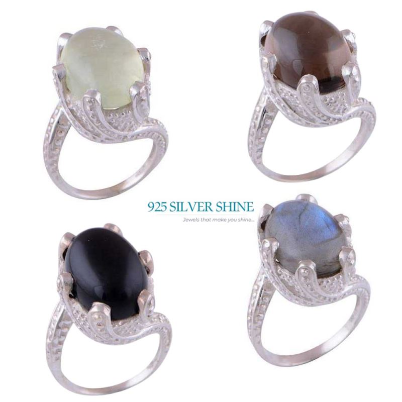 925 Sterling Silver Rings In Natural Black Onyx Gemstone 925SR2885_2