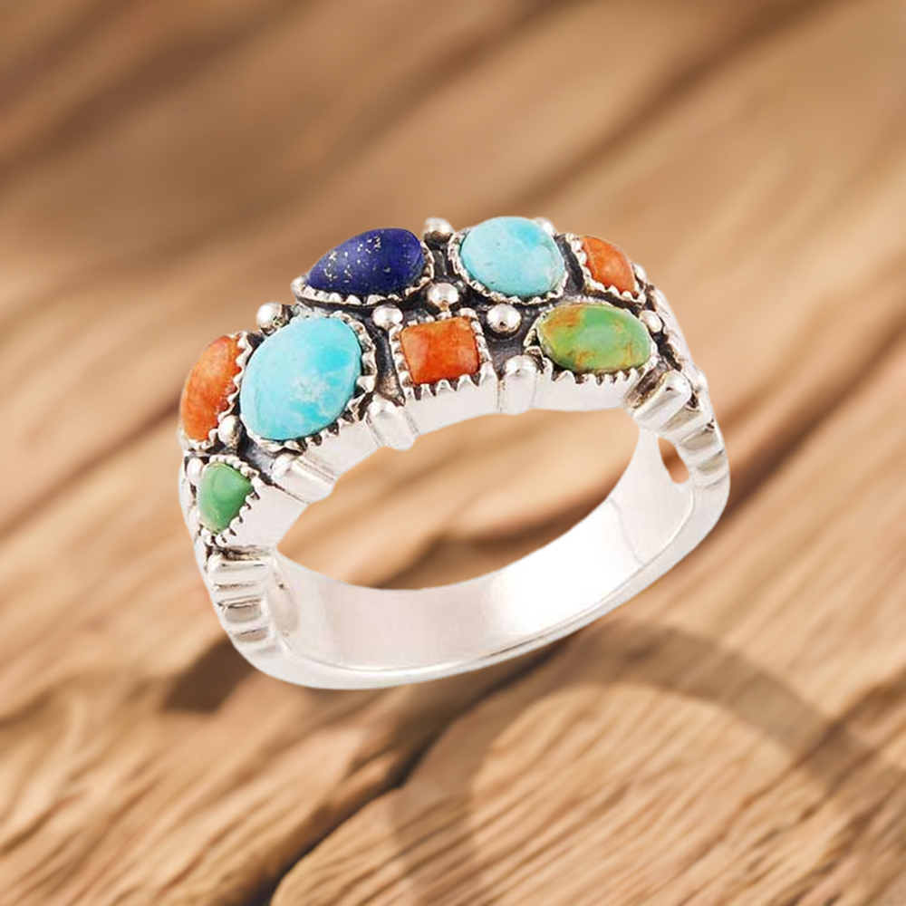 925 Sterling Silver Rings In Natural Multi Gemstone 925SR2888