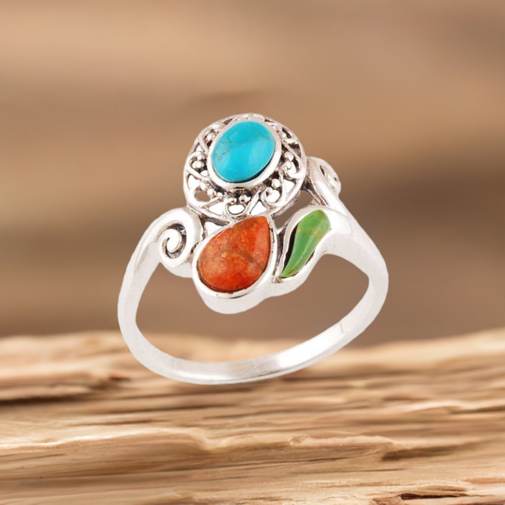 925 Sterling Silver Rings In Genuine Multi Gemstone 925SR2890