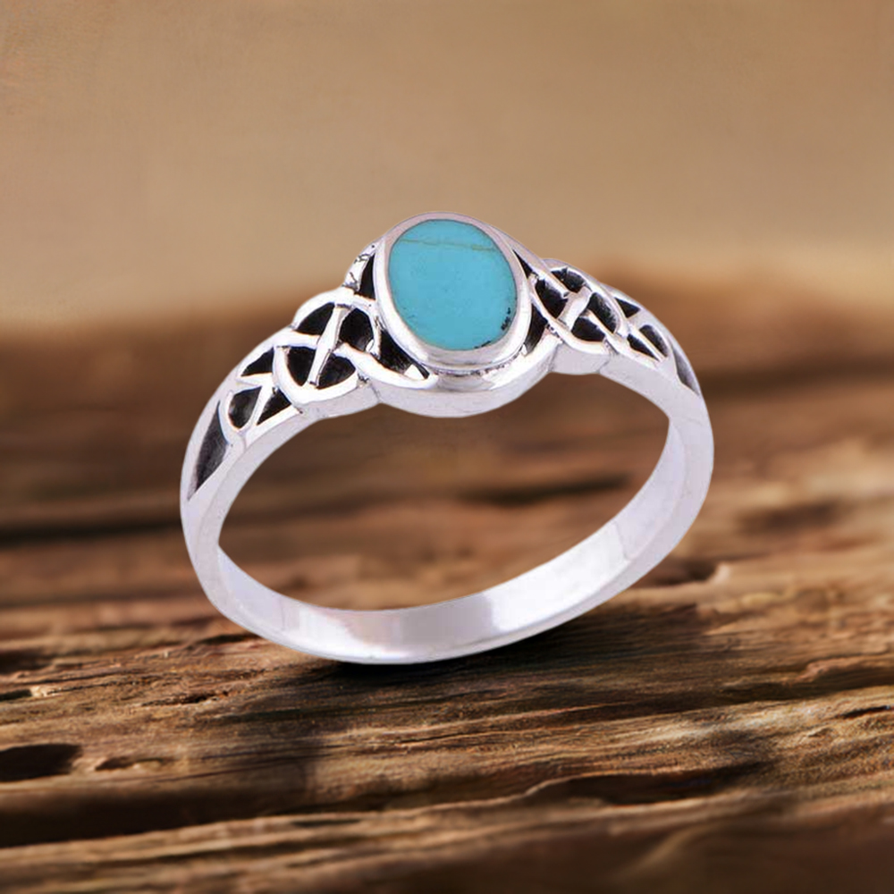 Natural Turquoise Gemstone Rings In 925 Sterling Silver Jewelry 925SR2894