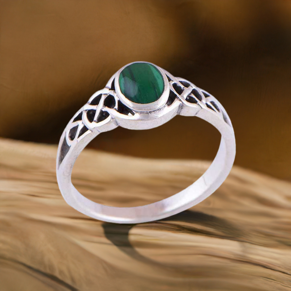 Genuine Malachite Gemstone Rings In 925 Sterling Silver Jewelry 925SR2896