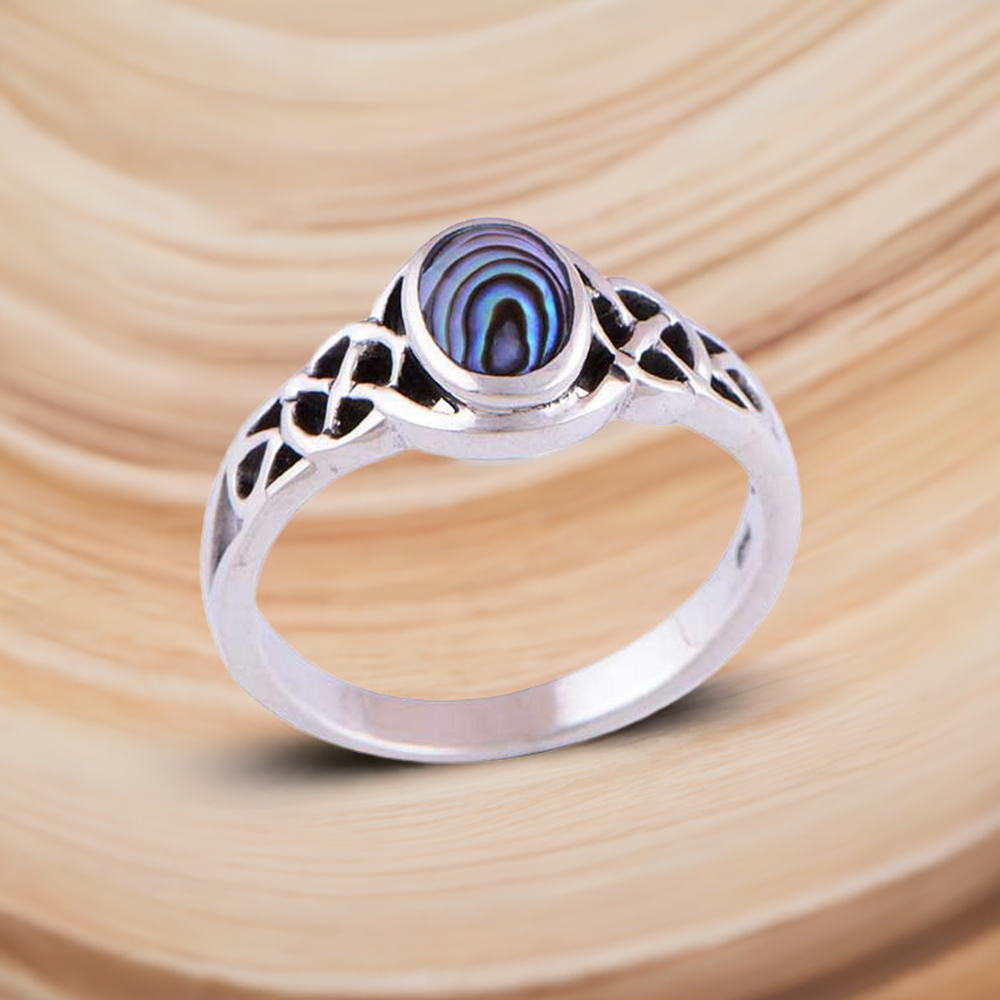 Natural Abalone Shell Gemstone Rings In 925 Sterling Silver Jewelry 925SR2897