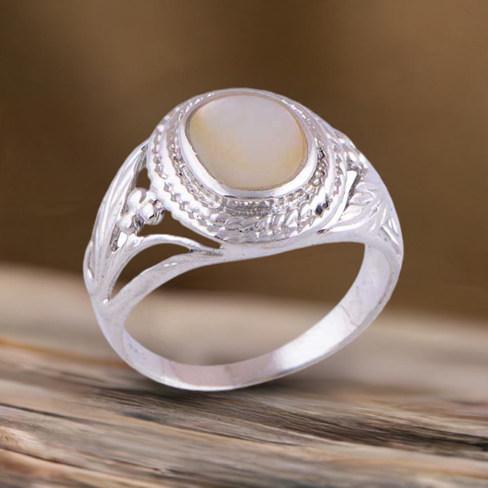 Mother Of Pear Gemstone Rings In 925 Sterling Silver Jewelry 925SR2901