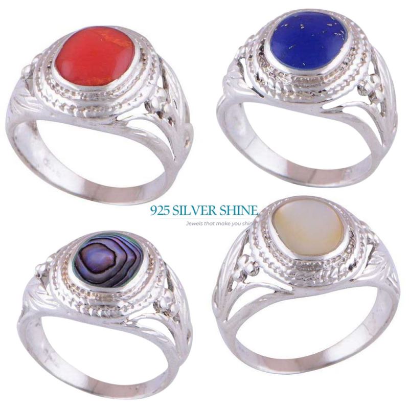 Mother Of Pear Gemstone Rings In 925 Sterling Silver Jewelry 925SR2901_2