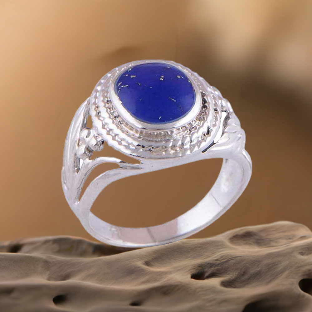 925 Sterling Silver Rings In Lapis Gemstone Jewelry 925SR2903