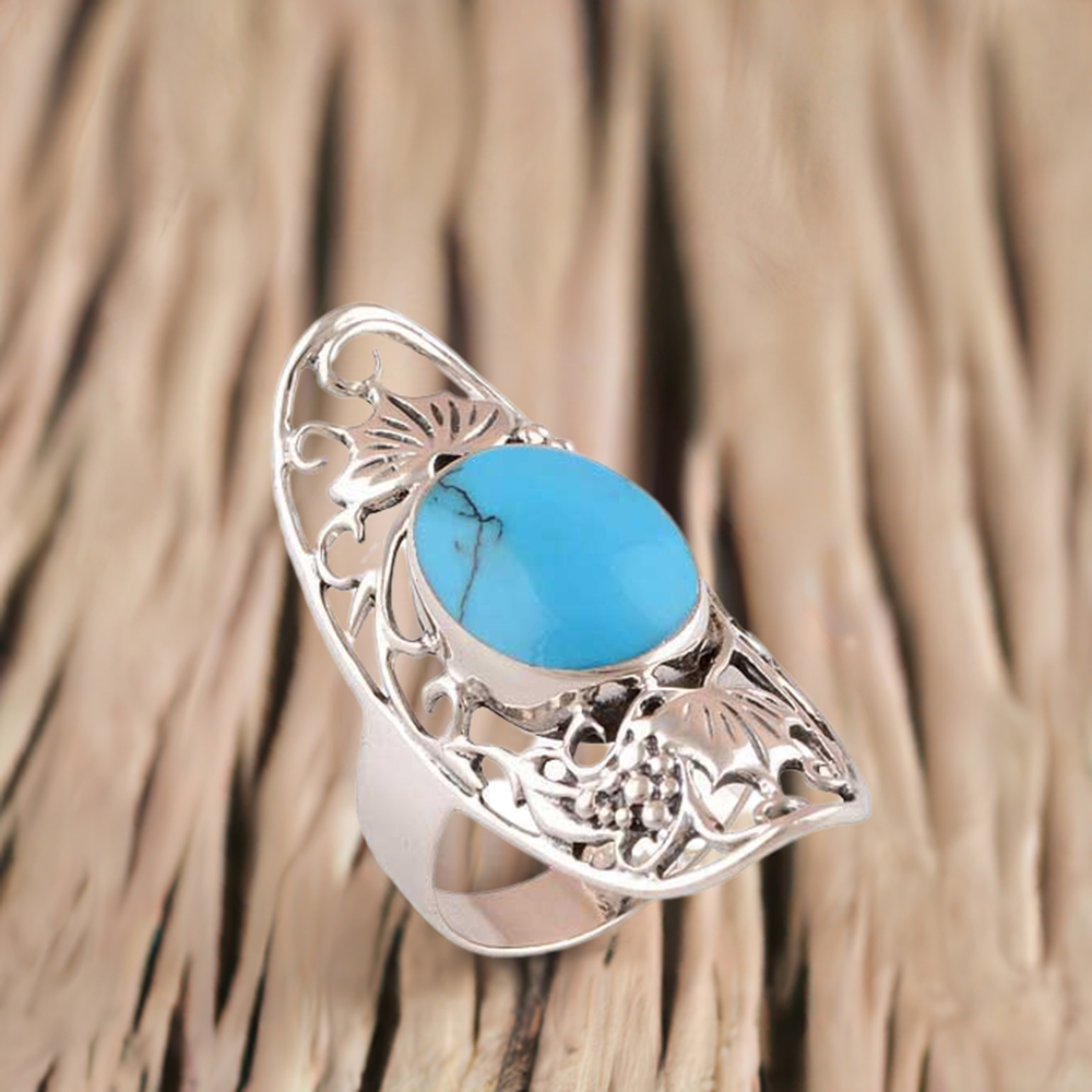 925 Sterling Silver Rings In Turquoise Gemstone Jewelry 925SR2915