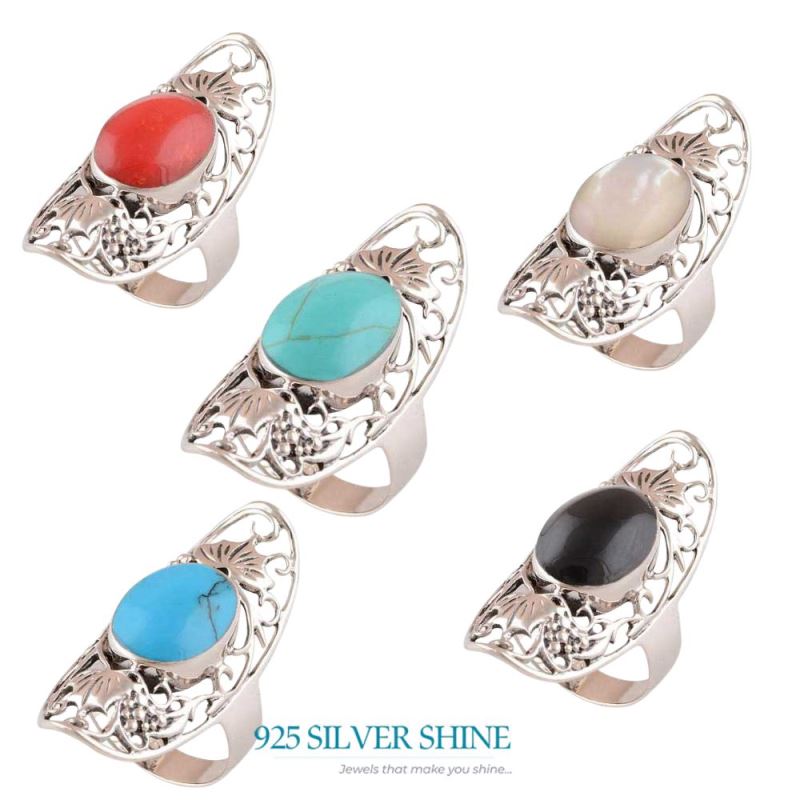 925 Sterling Silver Rings In Rainbow Moonstone Jewelry 925SR2916_1