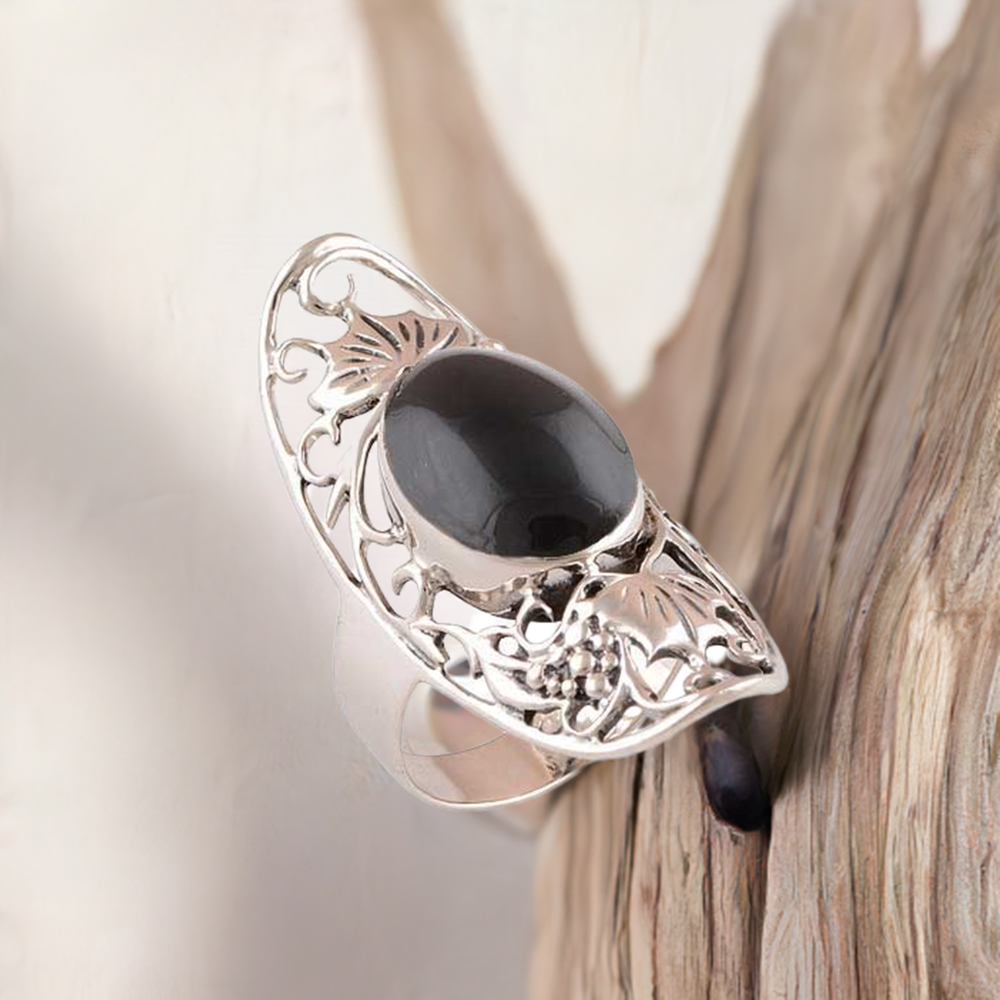 925 Sterling Silver Handmade Rings In Black Onyx Gemstone Jewelry 925SR2918